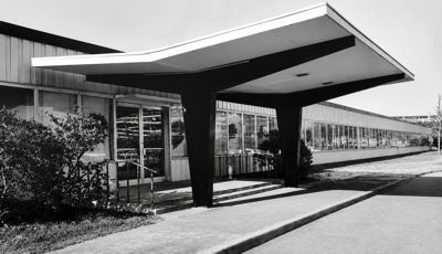 The entrance to the Administration Building