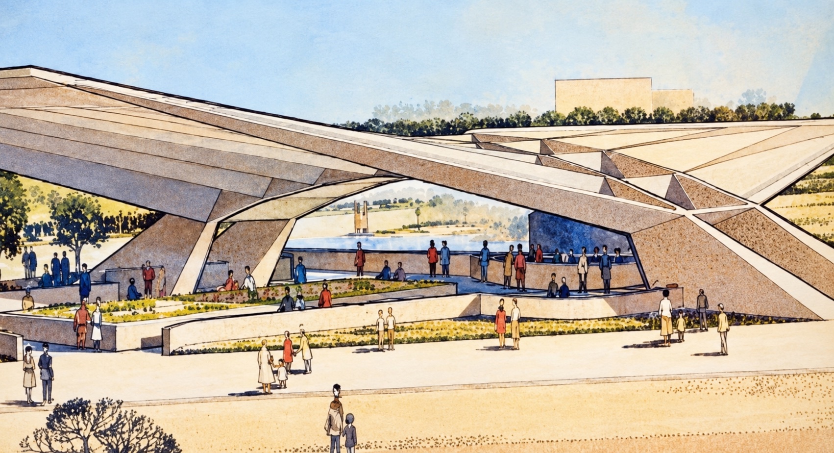 Proposed pavilion designed by Edward Durell Stone
