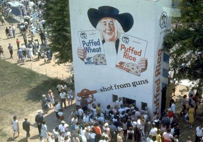Quaker Oats Giant Puffed Wheat Box outside the Amphitheatre