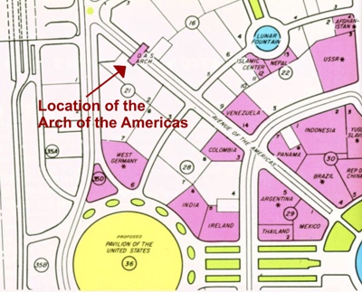 Site map showing the planned Arch of the Americas
