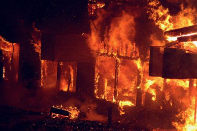 Austria's Pavilion ablaze at Cockaigne Ski Lodge