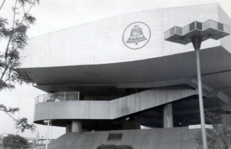 Side view of the Bell System Pavilion and Communication Ride loading platform