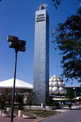 100-foot tower with golden sunburst marks Billy Graham Pavilion