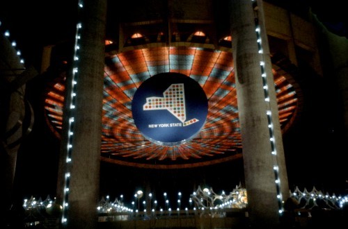 New York State Pavilion at night