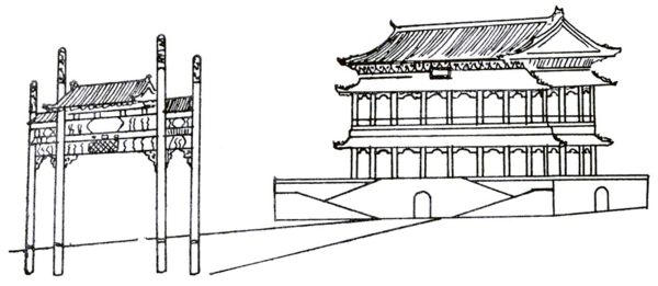 Chinese Pavilion line drawing