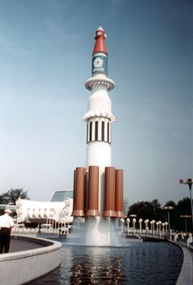 Rocket symbolizes Chrysler's space and missile work