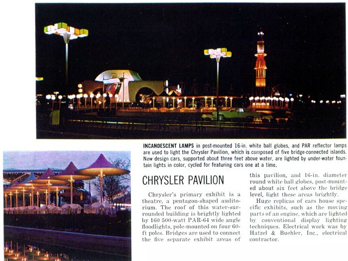 Chrysler pavilion from Electrical Construction and Maintenance, July 1964