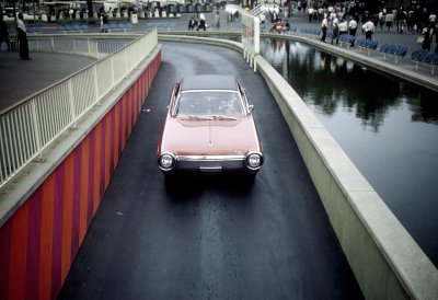 Chrysler's experimental Turbine Car on a test drive around the Islands