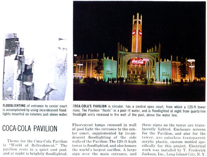 Electrical Construction and Maintenance magazine pages on the Coca-Cola pavilion