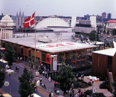 Pavilion of Denmark as viewed from the Swiss Sky Ride