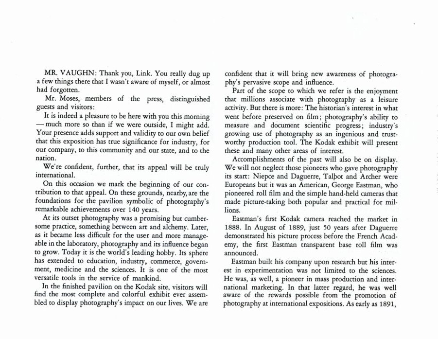 Eastman Kodak groundbreaking pamphlet