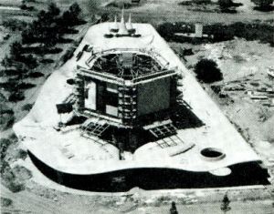 Aerial view of the Kodak Pavilion nearly complete