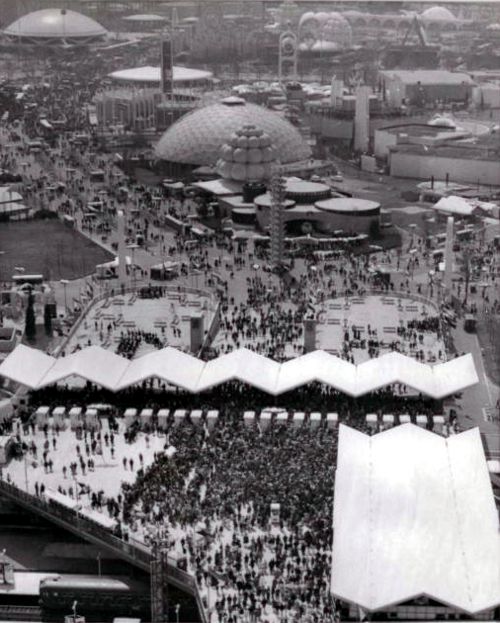 Aerial view of the Entrance Building - Opening Day 1965