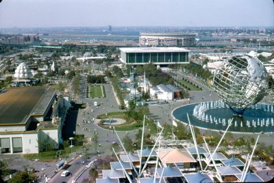 The Fair looking northwest over the State & Federal Area as viewed from the New York State Pavilion observation towers