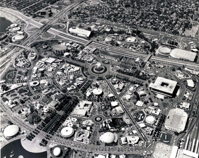 Aerial view of the Fairgrounds looking southwest