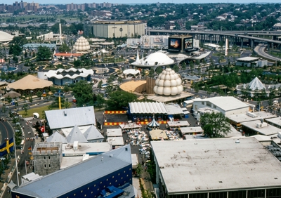 Another view of the Fair looking east over the International Area toward the Industrial Area from the New York State Pavilion observation towers