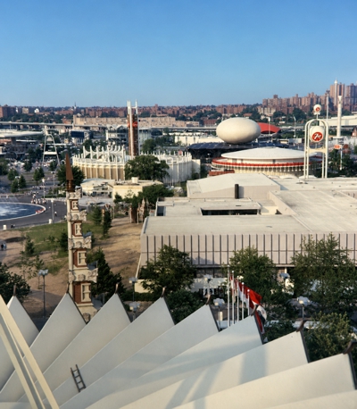 The Fair looking east over the International Area toward the Industrial Area from the Swiss Skyride