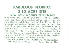 Reverse — Florida Pavilion postcard No. 65129