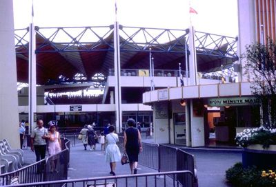 Entrance to the Live Porpoise Show and the base of the Citrus Tower
