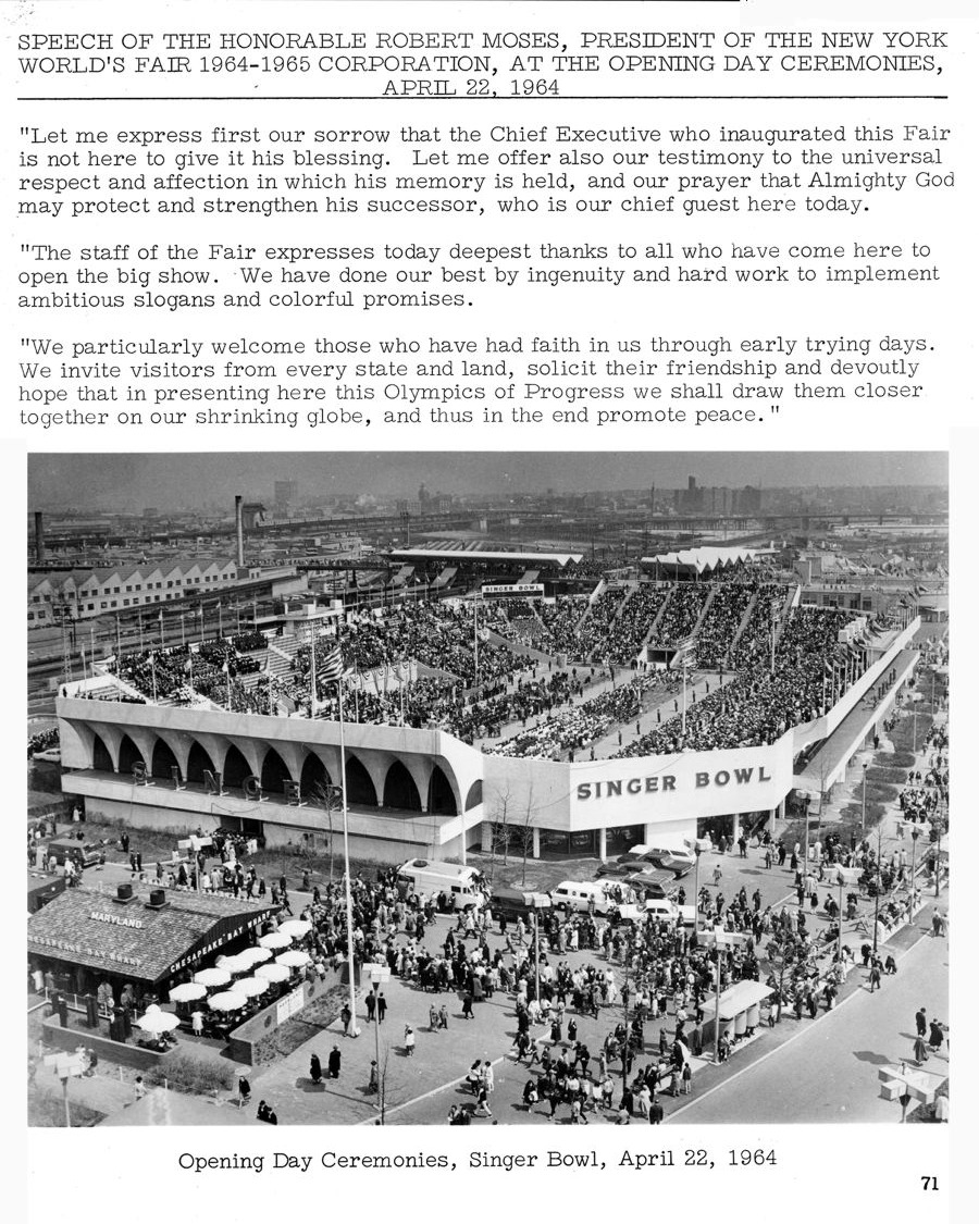 Great Moments at the Fair — Page 71 from For Those Who Produced the New York World’s Fair 1964-1965