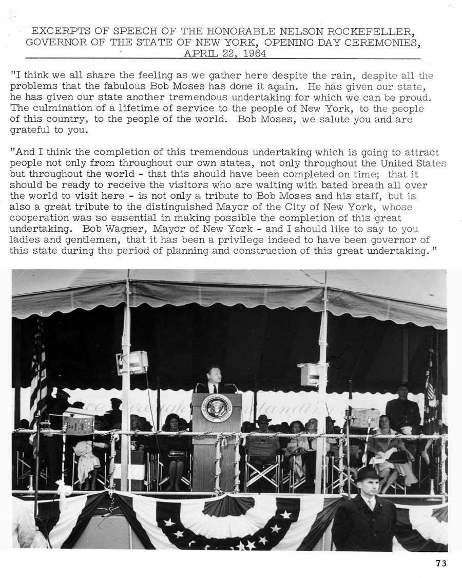 Great Moments at the Fair — Page 73 from For Those Who Produced the New York World’s Fair 1964-1965