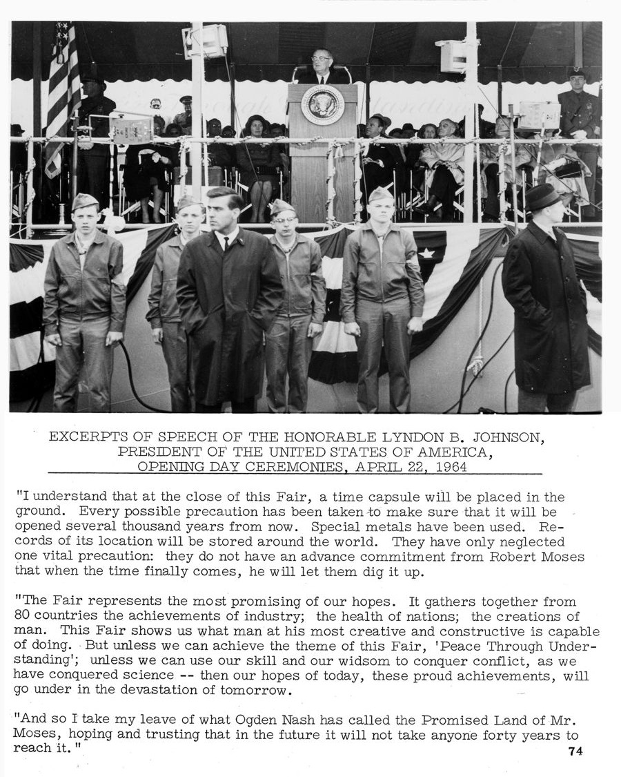 Great Moments at the Fair — Page 74 from For Those Who Produced the New York World’s Fair 1964-1965
