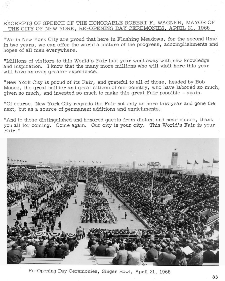 Great Moments at the Fair — Page 83 from For Those Who Produced the New York World’s Fair 1964-1965