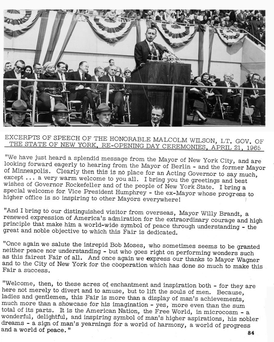 Great Moments at the Fair — Page 84 from For Those Who Produced the New York World’s Fair 1964-1965