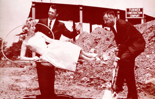 Penny Edwards floats as Edgar Cullman and Mark Wilson break ground