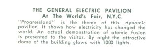Reverse — General Electric Pavilion postcard