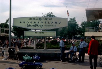 "General Electric Welcomes" - guards take a break from exhausting crowds