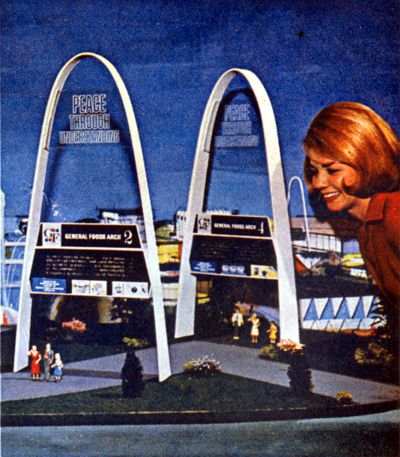 Models of numbered General Foods arches