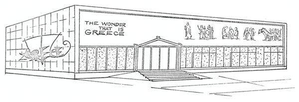 Greek Pavilion line drawing