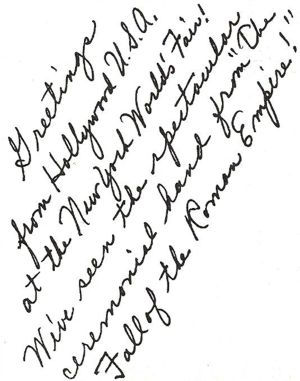 Reverse — Hollywood U.S.A. exhibitor postcard