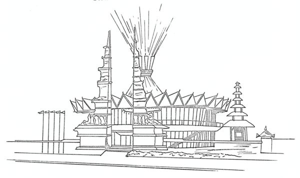 Indonesian Pavilion line drawing