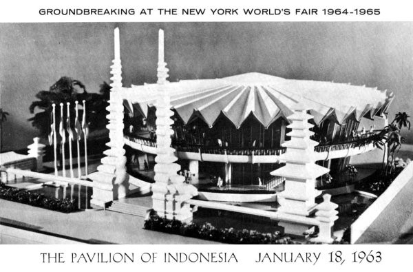 Cover of Groundbreaking Brochure — model of the Indonesia Pavilion