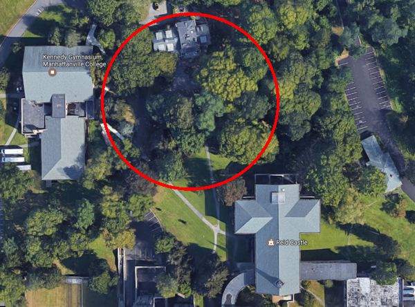 Aerial view of Manhattanville College sculpture garden area