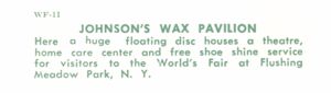 Reverse of Johnson's Wax postcard No. WF11