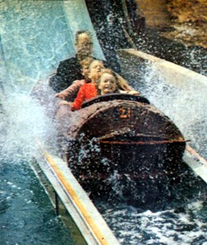 The log flume ride splashes to its climax