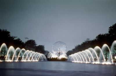 Night view of Unisphere with Fountains of Fair