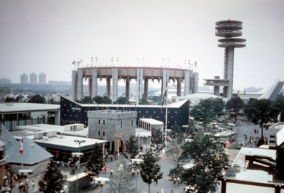 New York State Pavilion with world's largest suspension roof