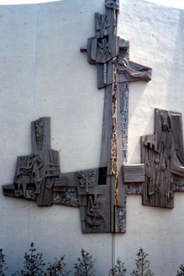 Stylized cross, "Communion of Saints", at Vatican entrance