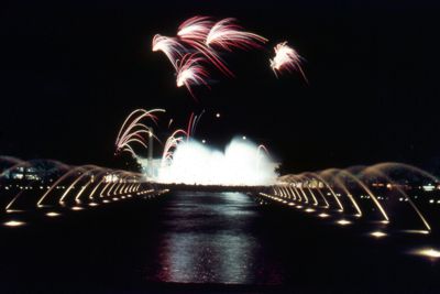 Fireworks and Fountain of the Planets display, night
