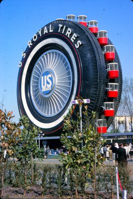 Twenty-four gondolas whirl around U.S. Rubber's 80-foot whitewall tire