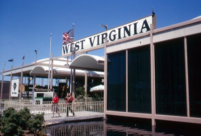 West Virginia's Pavilion - features a trip through a coal mine and glassblowing exhibit