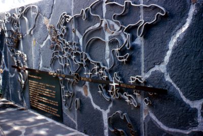 Giant map of Ireland in entry court of Irish Pavilion