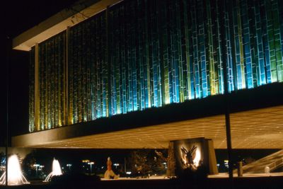 330-foot building of multi-colored glass - United States Pavilion