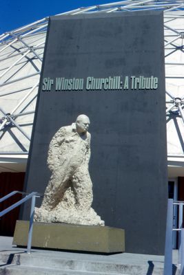 Statue of Sir Winston Churchill outside Churchill Center