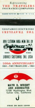 Travelers Insurance matchbook