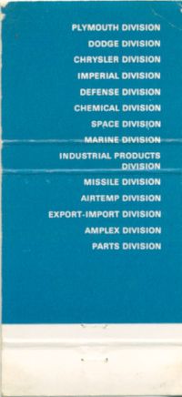 Chrysler matchbook
